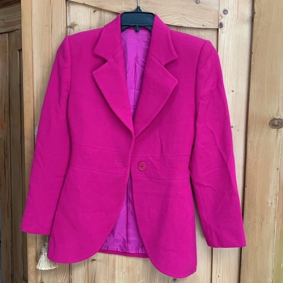 Hot Pink 🌸Barbicore Barbie Pink Blazer Spring Wool Max Mara Armani Look Jacket - Picture 3 of 16
